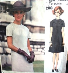 2103 SYBIL CONNOLLY 1969  SS INSET YOKE DRESS PATTERN 14, 12